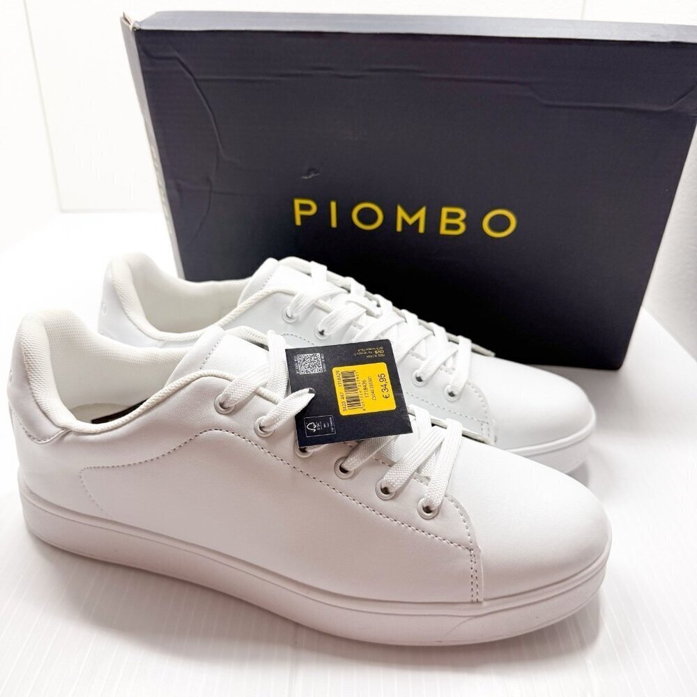 Piombo White Leather Sneakers Men’s 44EU 10US Casual Low Top Shoes NWT Outdoor